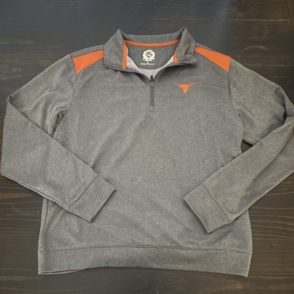Campus Drive Texas Longhorns 1/4 Zip Pullover Gray/Orange Size L